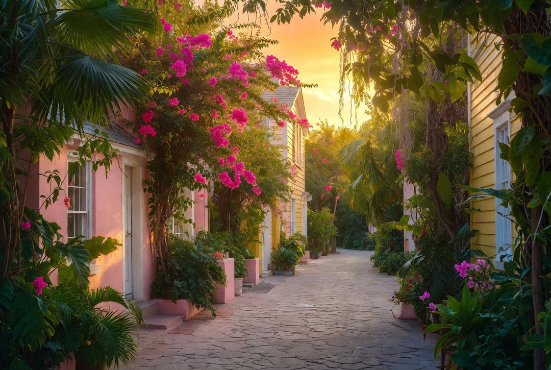 Key West Streetscape with conch houses.