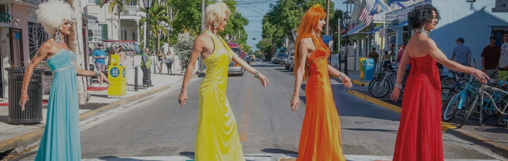 Beatles parody image with the drag queens of Key West's 801 Bourbon Bar